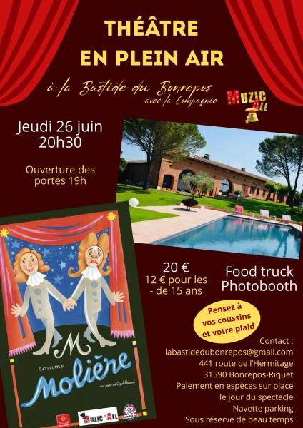 “M comme MOLIERE” soirée théâtre en plein air à La Bastide du Bonrepos (31590) - Jeudi 26 juin 2025